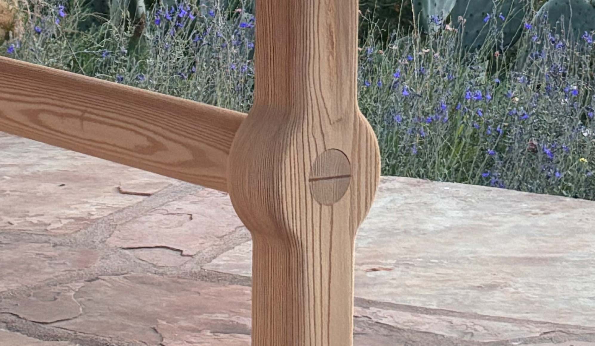 Detail shot of Canyon Table leg joinery