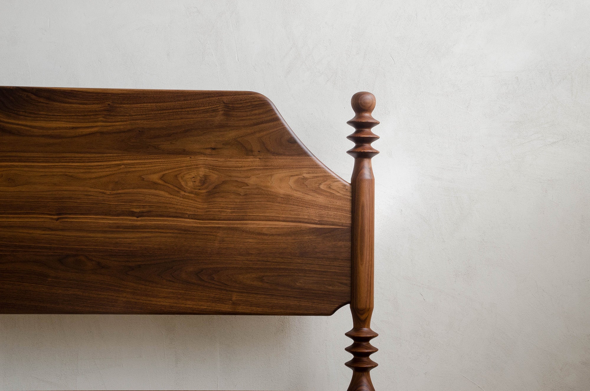 Closeup of Flora Bed Frame Headboard in Walnut