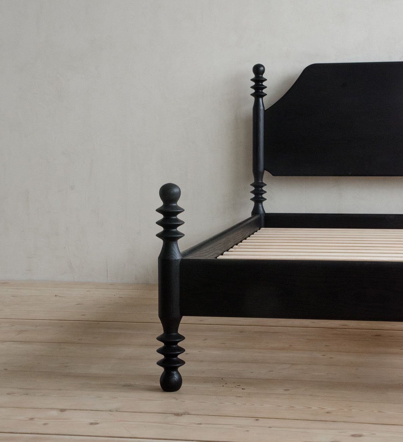 Half of Flora Bed Frame Showing Details on the Legs