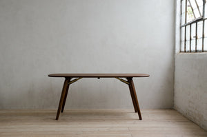 Small Natural Walnut Nomad Rectangular Dining Table Front View