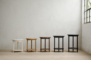 Five Scribe Side Tables from Smallest to Largest in Different Colors