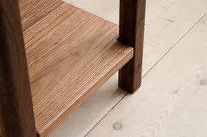 Closeup of Lore Side Table Base in Natural Walnut
