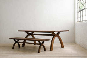 Inyo Dining Table With Bench in Natural Walnut